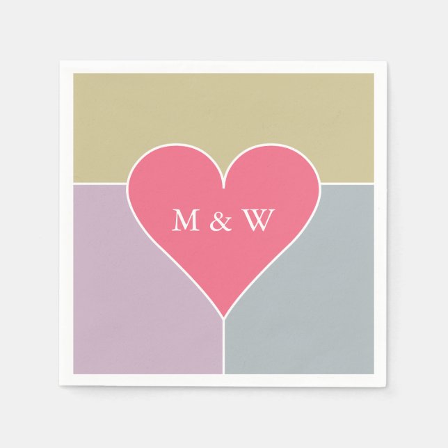 Heart Mönster anpassningsbar monogram pappra blöjo Pappersservett (Framsidan)