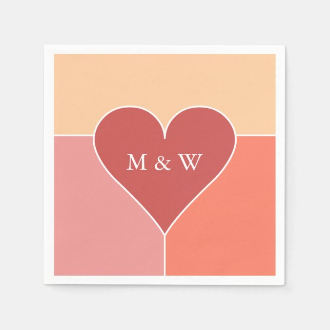 Heart Mönster anpassningsbar monogram pappra blöjo Pappersservett (Framsidan)