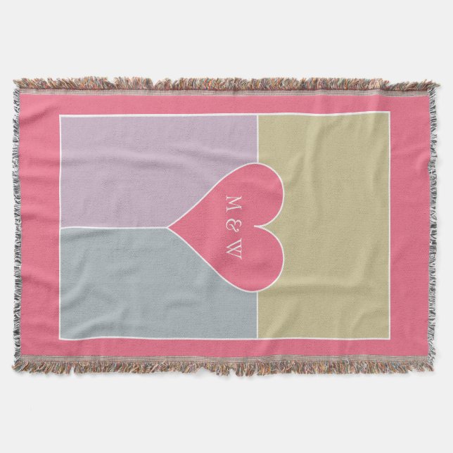 Heart Mönster anpassningsbar monogram proppfilt Filt (Framsidan)