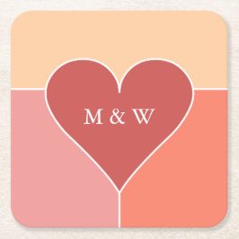 Heart Mönster anpassningsbar monogram underlägg Papper Kvadrat