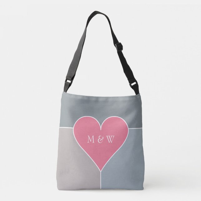 Heart Mönster anpassningsbar monogrampåsar Axelväska (Baksida)