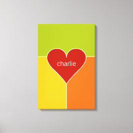 Heart Mönster anpassningsbar-text, omsluten arbets Canvastryck