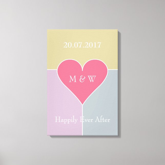 Heart Mönster anpassningsbar-text, omsluten arbets Canvastryck (Framsida)