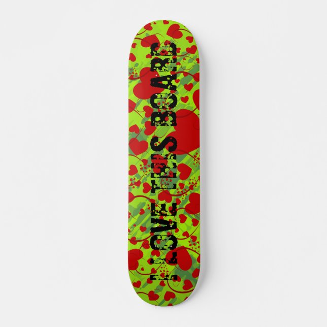 HEART Mönster ART 5 + texten | grönt stänk Skateboard Bräda 21,5 Cm (Framsida)