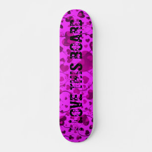 HEART Mönster ART 6 + texten   ROSA Skateboard Bräda 20,5 Cm