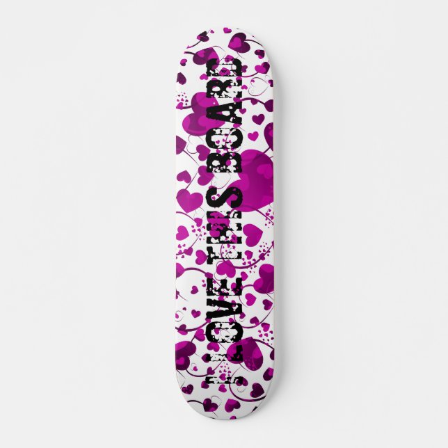 HEART Mönster ART 6 + texten Skateboard Bräda 19,5 Cm (Framsida)