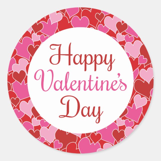 Heart Mönster Glad Alla hjärtans dag Rundstreck Runt Klistermärke (Framsida)