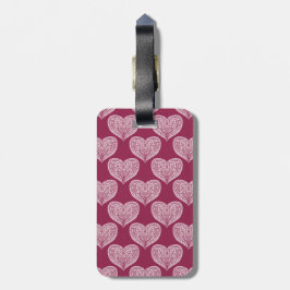 Heart mönster i Burgundy Luggage Tag Bagagebricka