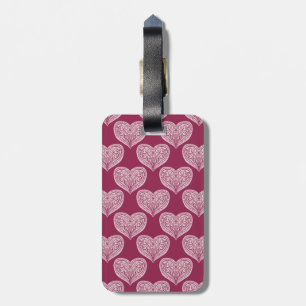 Heart mönster i Burgundy Luggage Tag Bagagebricka