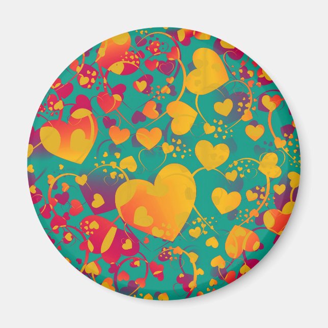 HEART mönster KONST 9 Magnet (Framsidan)