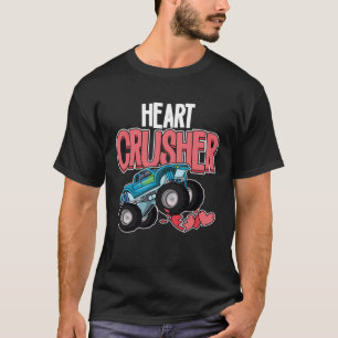 Heart Monster Lastbil Crusher Funny Valentine Day T Shirt