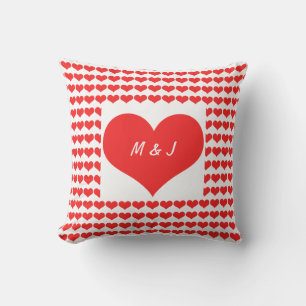 Heart Mönster Monogram Initialer Valentine's Gift Kudde