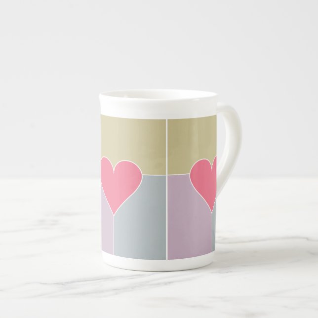 Heart Mönster mugg Benporslin Mugg (Framsida höger)