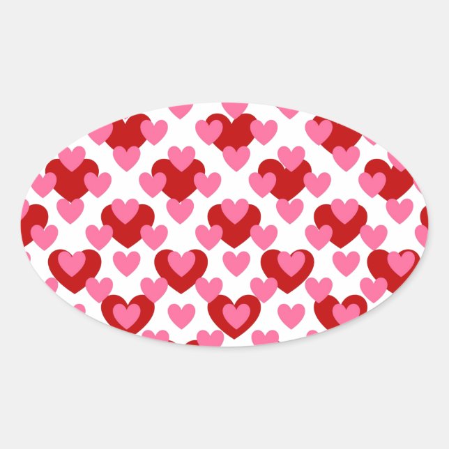 Heart Mönster Ovalt Klistermärke (Framsida)