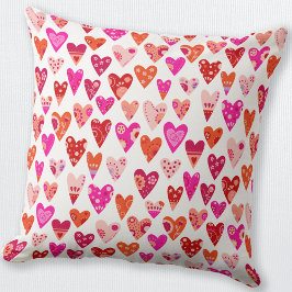Heart Mönster Red Rosa Modern Kudde