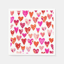 Heart Mönster Red Rosa Pappersservett