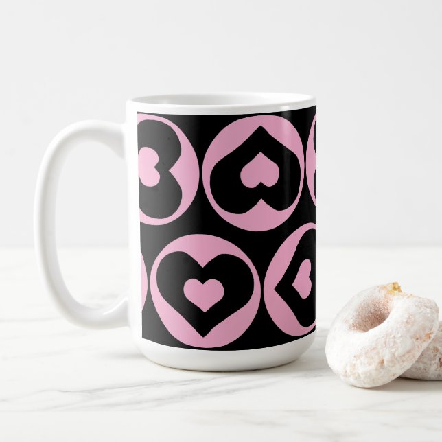 Heart Mönster Rosa Kärlek Graphic Fold Kaffemugg (Med munk)
