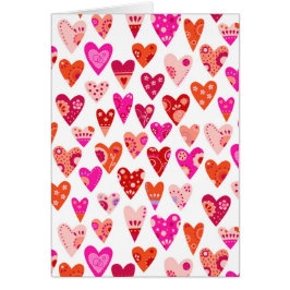 Heart Mönster Rosa Red Valentiness Hälsningskort