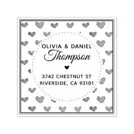 Heart Mönster Self Inking Returadress Frimärke Självfärgande Stämpel