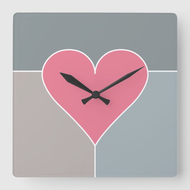 Heart Mönster väggarur Fyrkantig Klocka (Framsida)