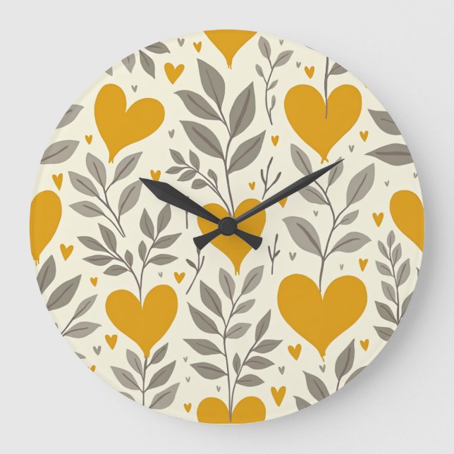 Heart Mönster Wall Clock Stor Klocka (Framsida)