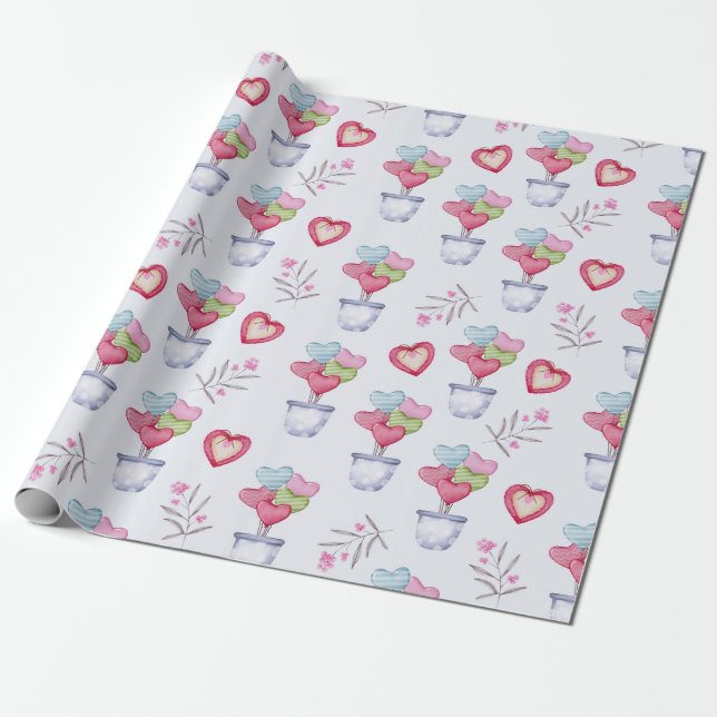 Heart Mönster Wrapping Papper Presentpapper (Utrullad)