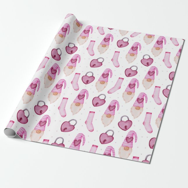 Heart Mönster Wrapping Papper Presentpapper (Utrullad)