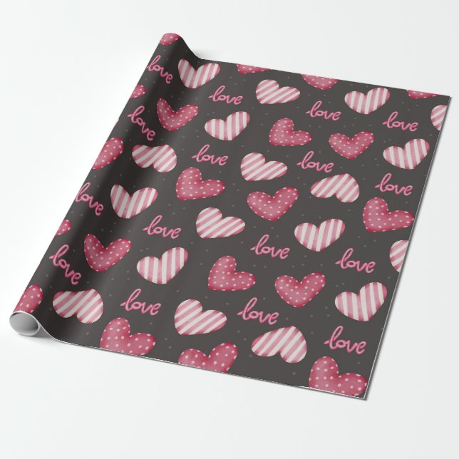 Heart Mönster Wrapping Papper Presentpapper (Utrullad)