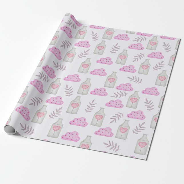 Heart Mönster Wrapping Papper Presentpapper (Utrullad)