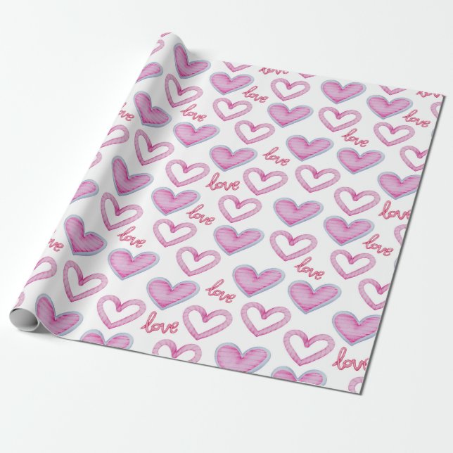 Heart Mönster Wrapping Papper Presentpapper (Utrullad)