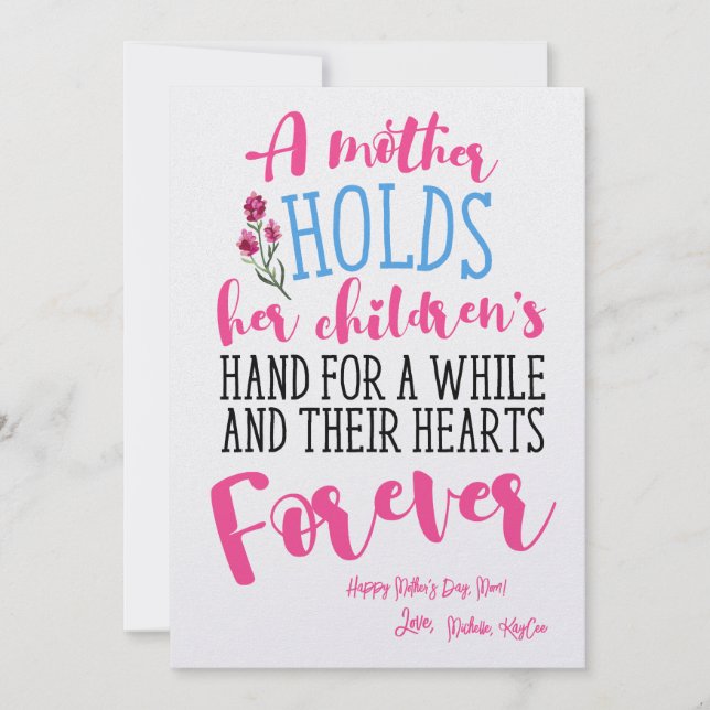 Heart Mor's Day Card - Cute Mamma Quote Printable Inbjudningar (Framsida)