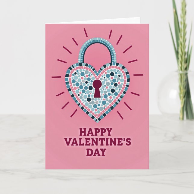 Heart Mosaic Valentines Day Card Kort (Framsida)