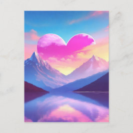 Heart & Mountain Sunset liggande Art Vykort