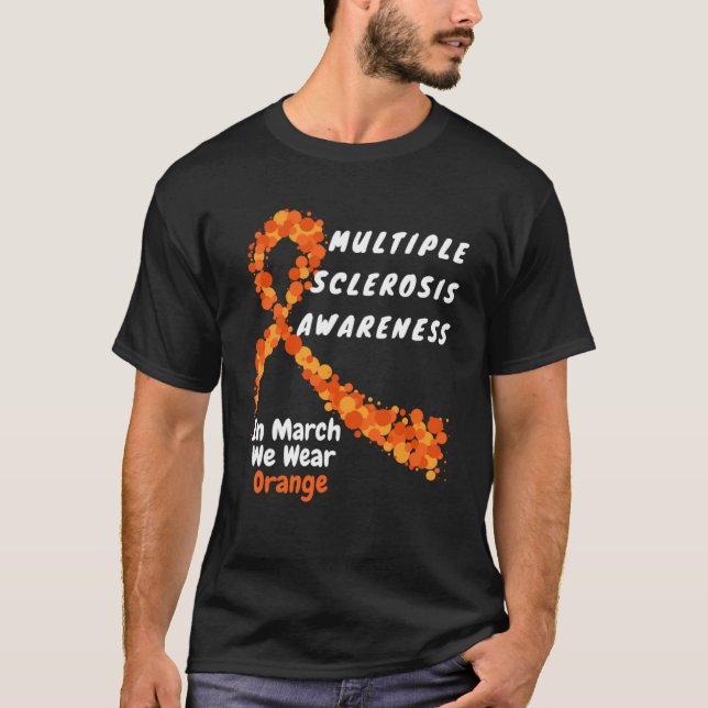 Heart MS Många Sclerosis Awareness March we Wea T Shirt (Framsida)