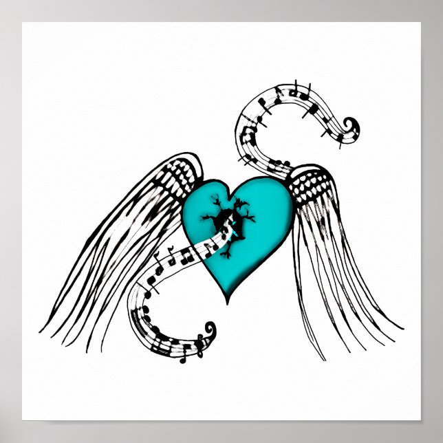 Heart Music Blue Poster (Framsidan)