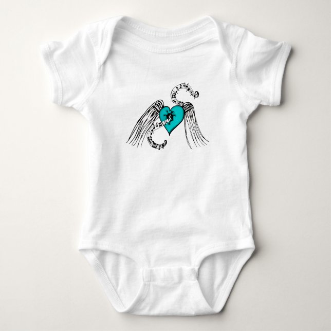 Heart Music Blue T Shirt (Framsida)