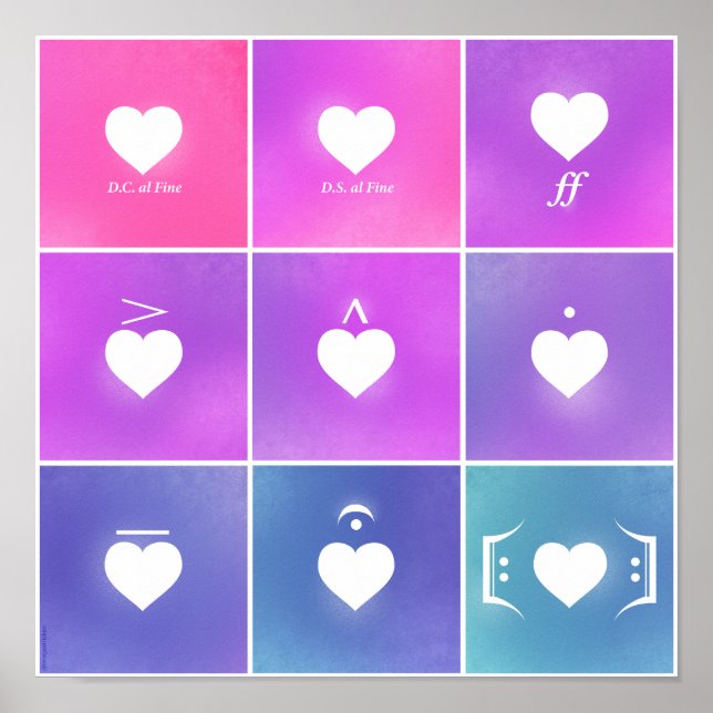 Heart Music Notation Kärlek Language Poster (Framsidan)