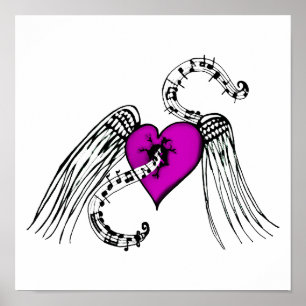 Heart Music Rosa Poster