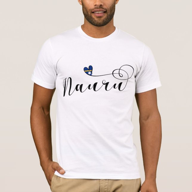 Heart Nauru Flagga, I Kärlek Nauru, Republiken Nau T Shirt (Framsida)