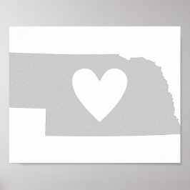 Heart Nebraska state silhouette Poster
