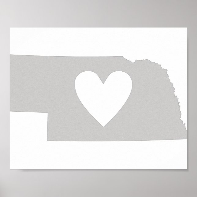 Heart Nebraska state silhouette Poster (Framsidan)