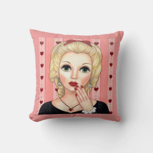 Heart Necklace Girl Blonde Head Vas Luscious Läppa Kudde
