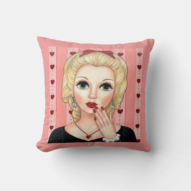 Heart Necklace Girl Blonde Head Vas Luscious Läppa Kudde (Framsida)