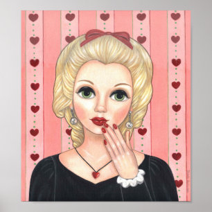 Heart Necklace Girl Blonde Head Vas Luscious Läppa Poster