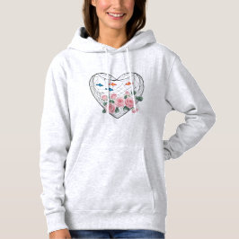 Heart Net Roses Hoodie T Shirt