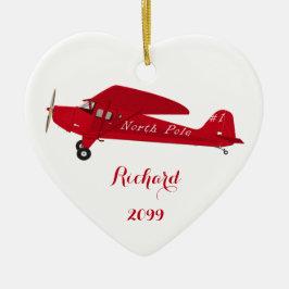 Heart North Pole Airplan jul Ornament