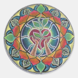 Heart Nurturing Mandala Sticker Runt Klistermärke