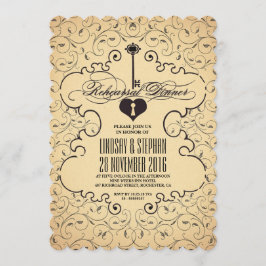 Heart Nyckel Vintage Rehearsal Middagsinbjudan Inbjudningar