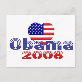 "Heart" Obama 2008 Postcard Vykort