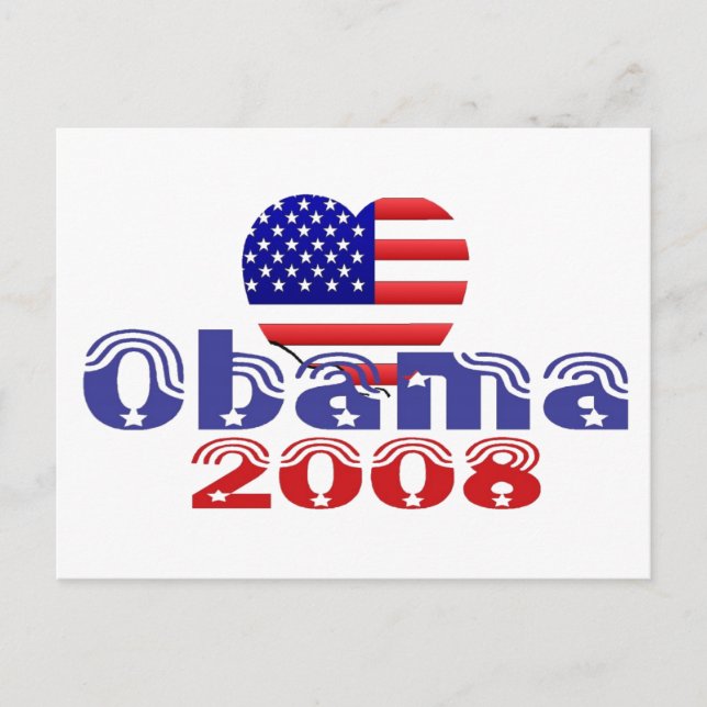 "Heart" Obama 2008 Postcard Vykort (Framsida)